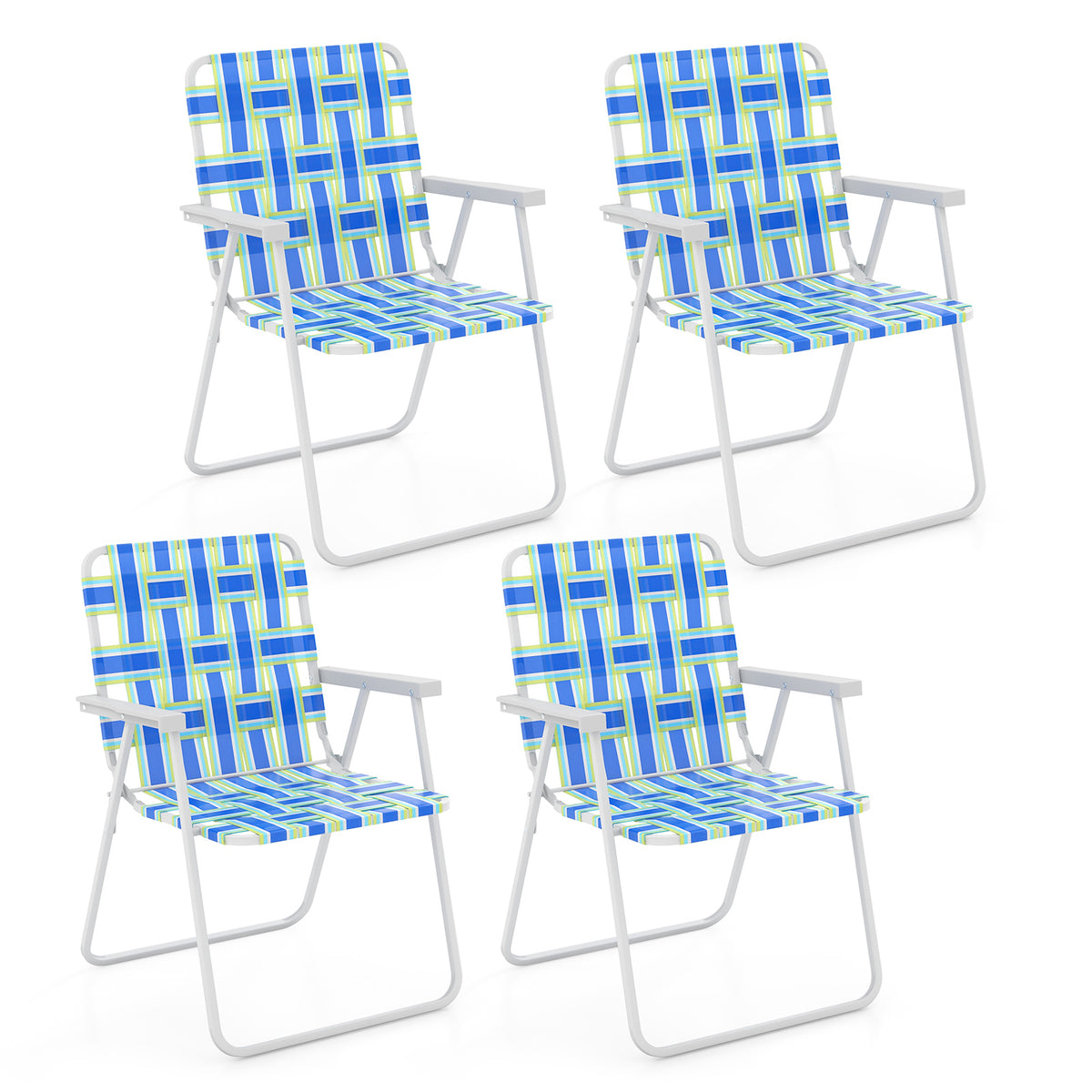 4 Pieces Folding Beach Chair Camping Lawn Webbing