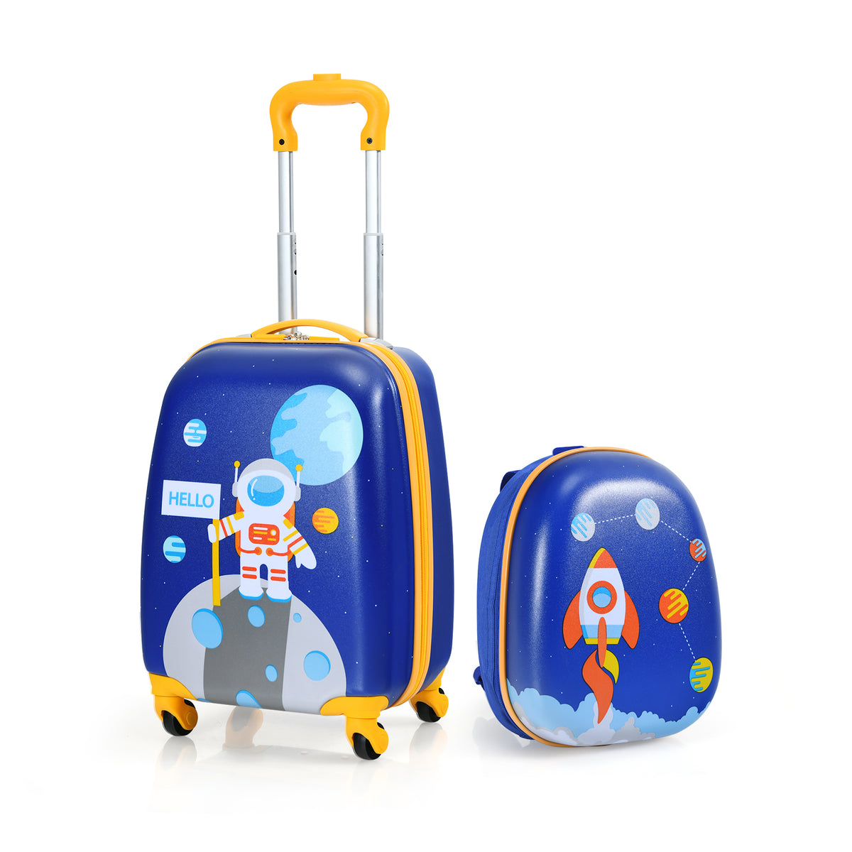 Kids Luggage Set with Backpack and Suitcase - Astronaut Pattern, 12 & 16 Inch, Travel Ready