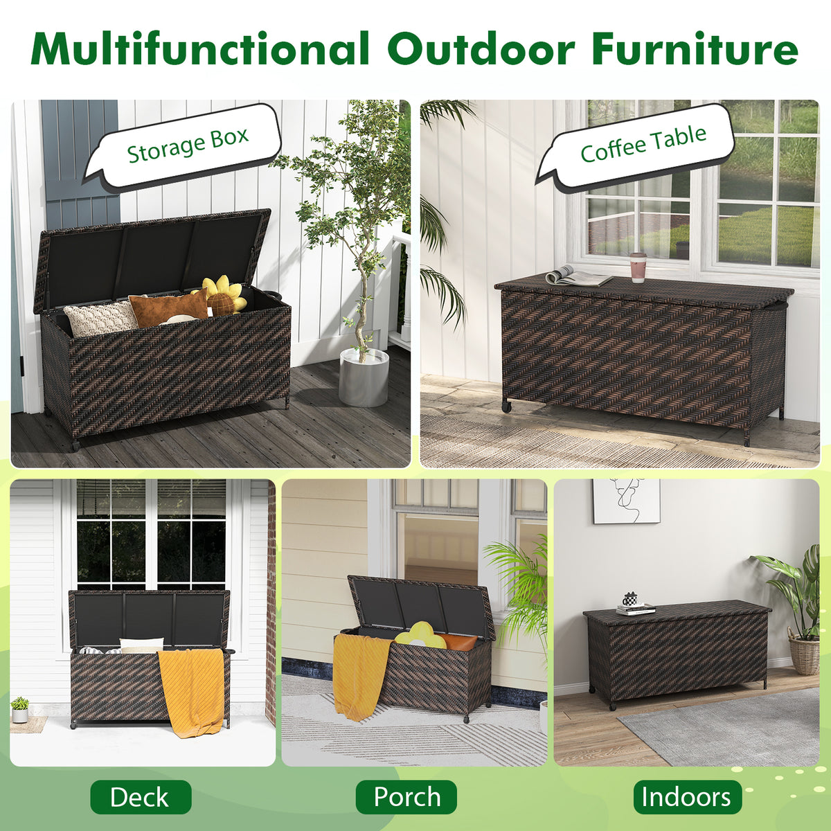 85 Gallon Outdoor Storage Box with Removable Liner - Brown