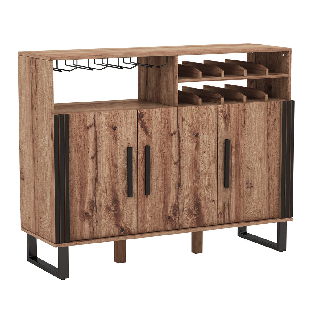 Home Wine Bar Cabinet 3 Door - Brown