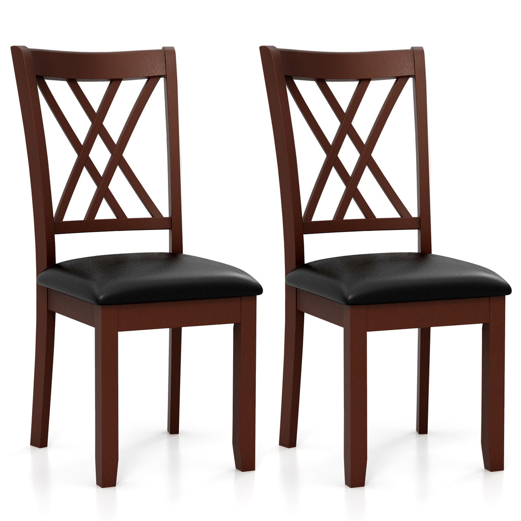 Dining Chairs Set of 2 with Padded Seat, Brown