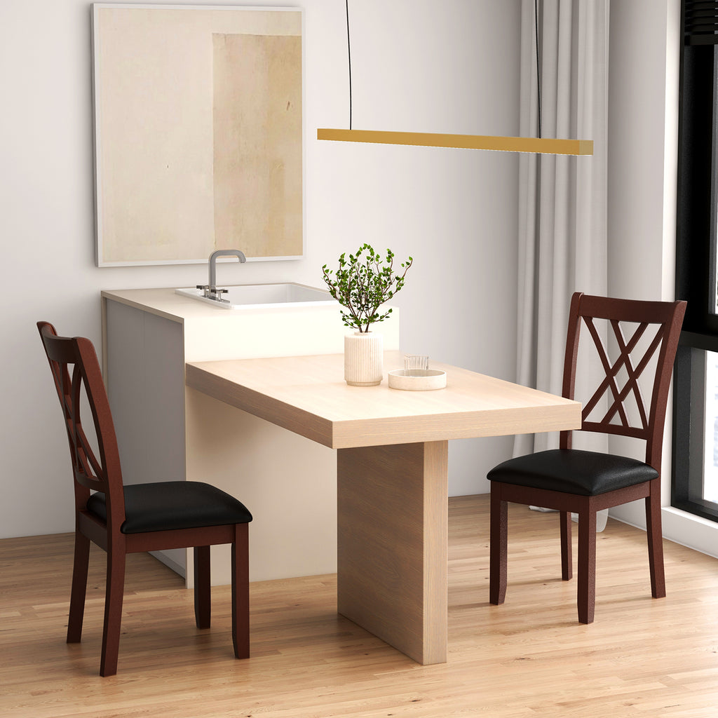 Dining Chairs Set of 2 with Padded Seat, Brown