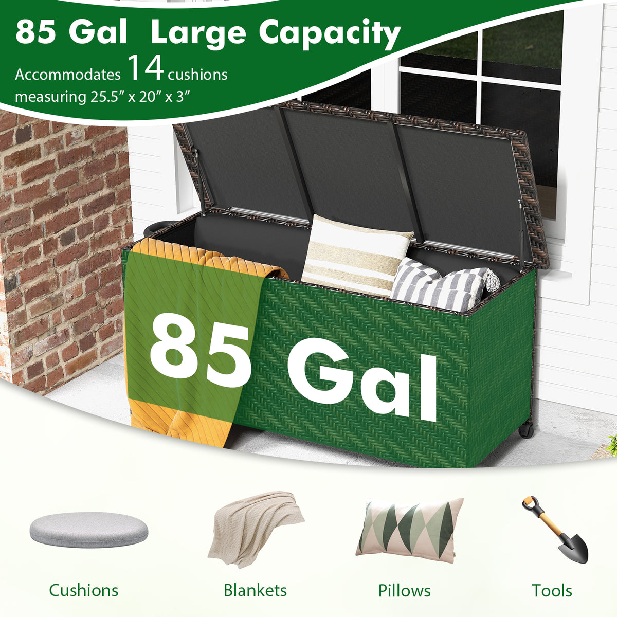 85 Gallon Outdoor Storage Box with Removable Liner - Brown