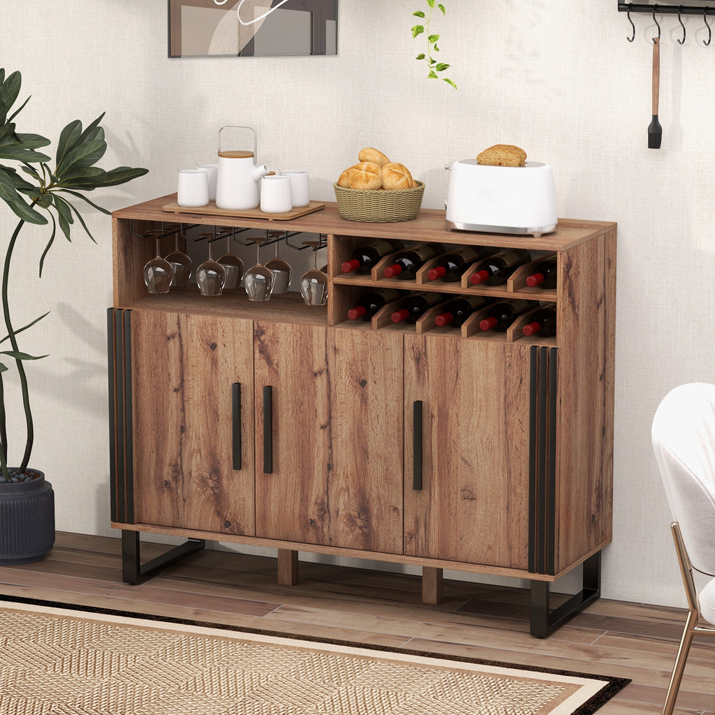 Home Wine Bar Cabinet 3 Door - Brown