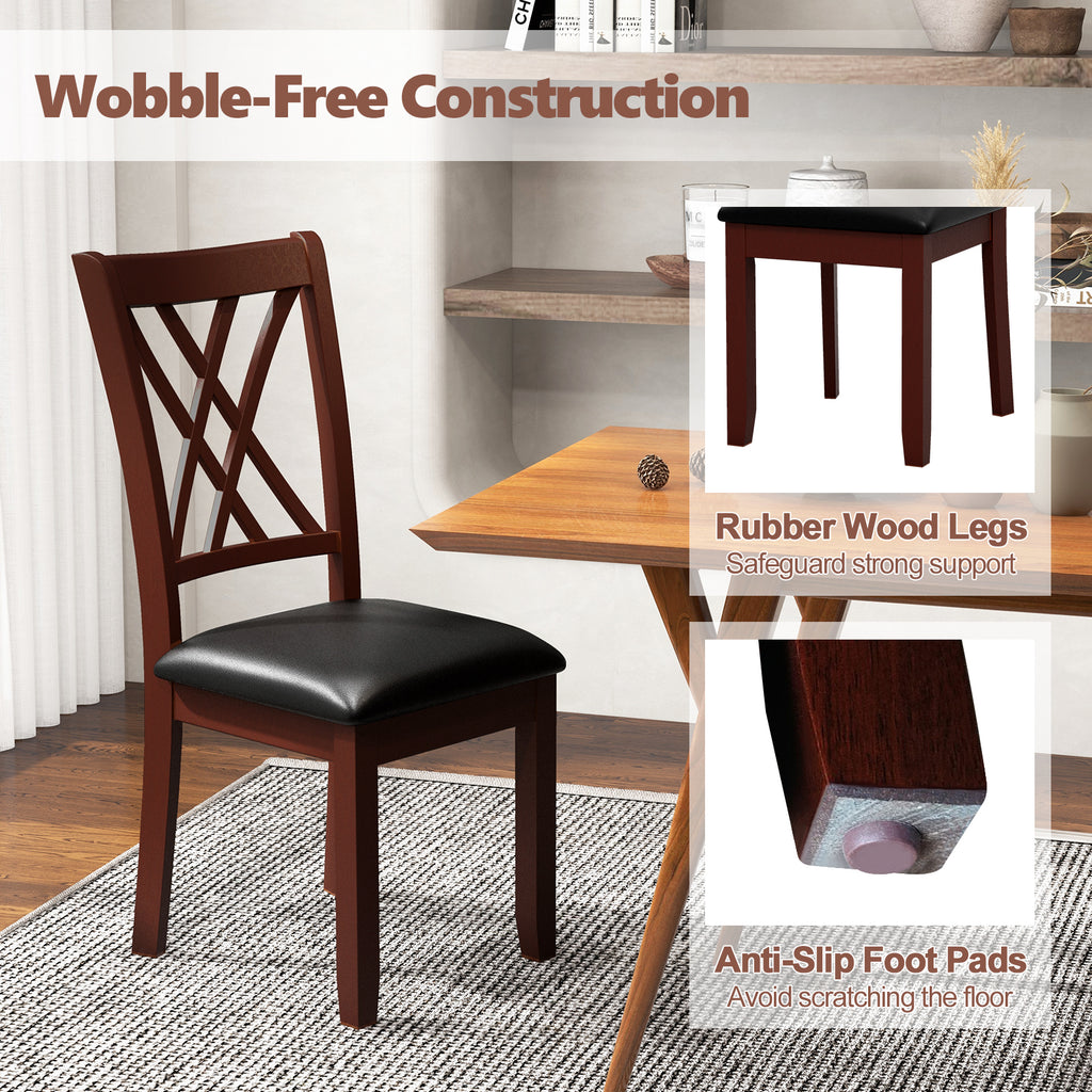 Dining Chairs Set of 2 with Padded Seat, Brown