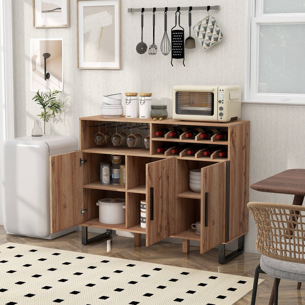 Home Wine Bar Cabinet 3 Door - Brown