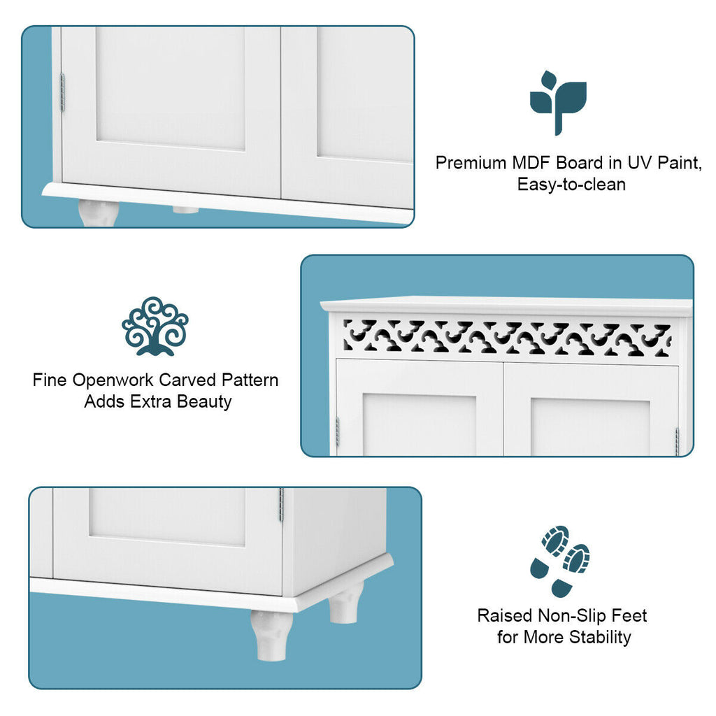 White Wooden 2-Door Storage Cabinet Cupboard