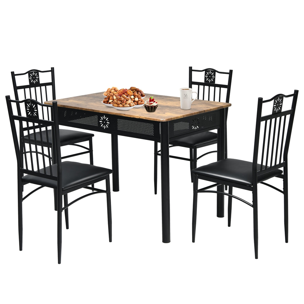 5-Piece Dining Set with Cushioned Chairs - Beige