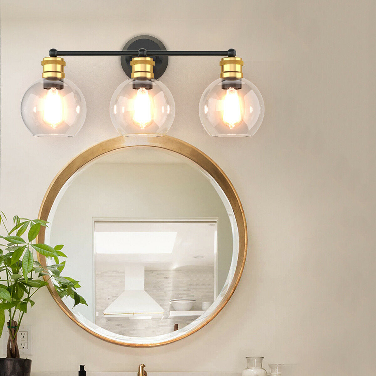 Modern 3-Light Bubble Glass Vanity Wall Light Fixture for Bathroom & Kitchen
