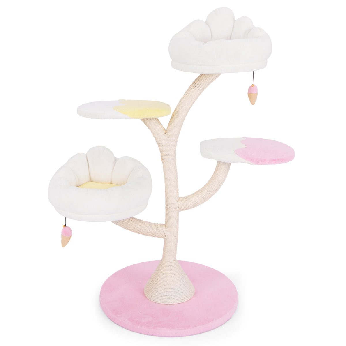 Multi-Layer Cat Tree Tower with 2 Perches & Platforms - Pink - Costway