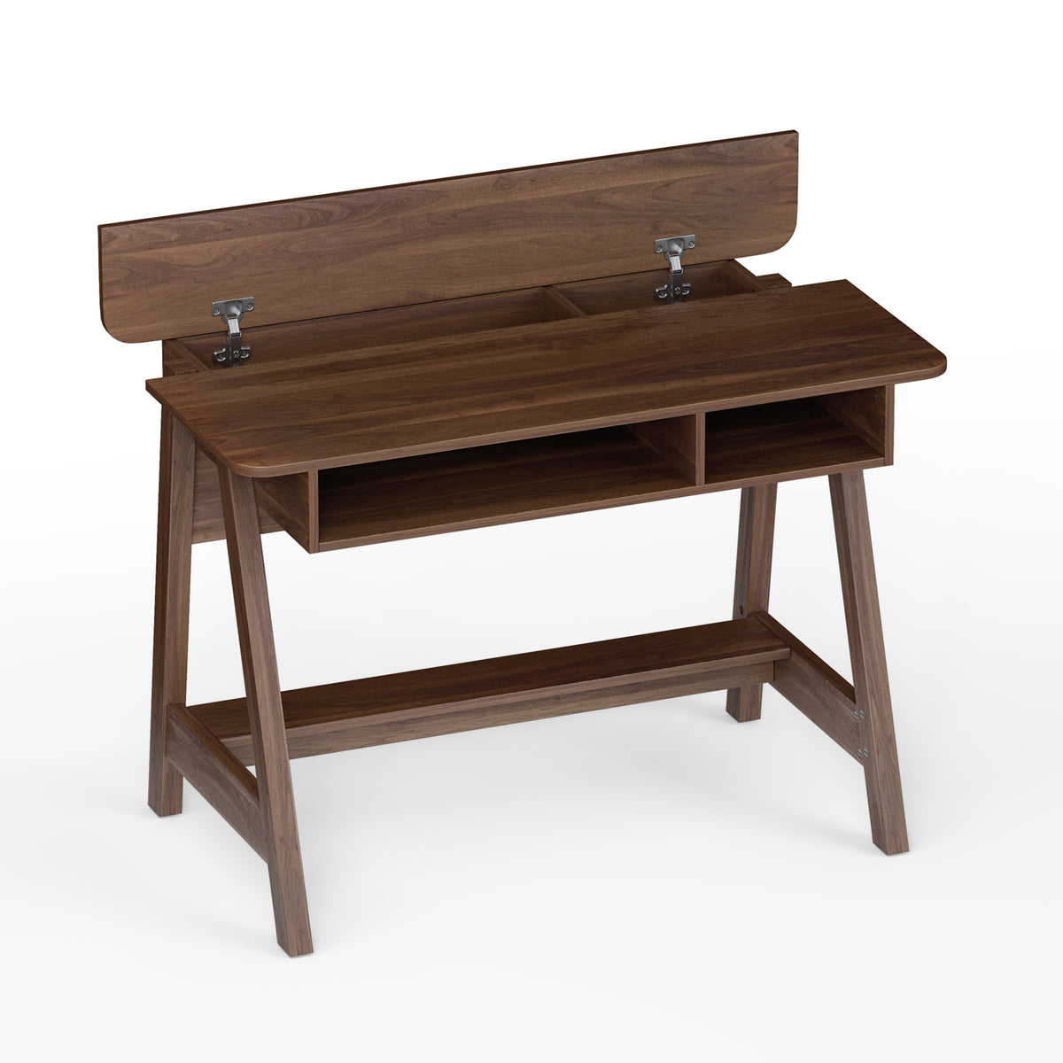 Mid Century Writing Desk 43.5" - Storage Cubes & Hidden Compartment