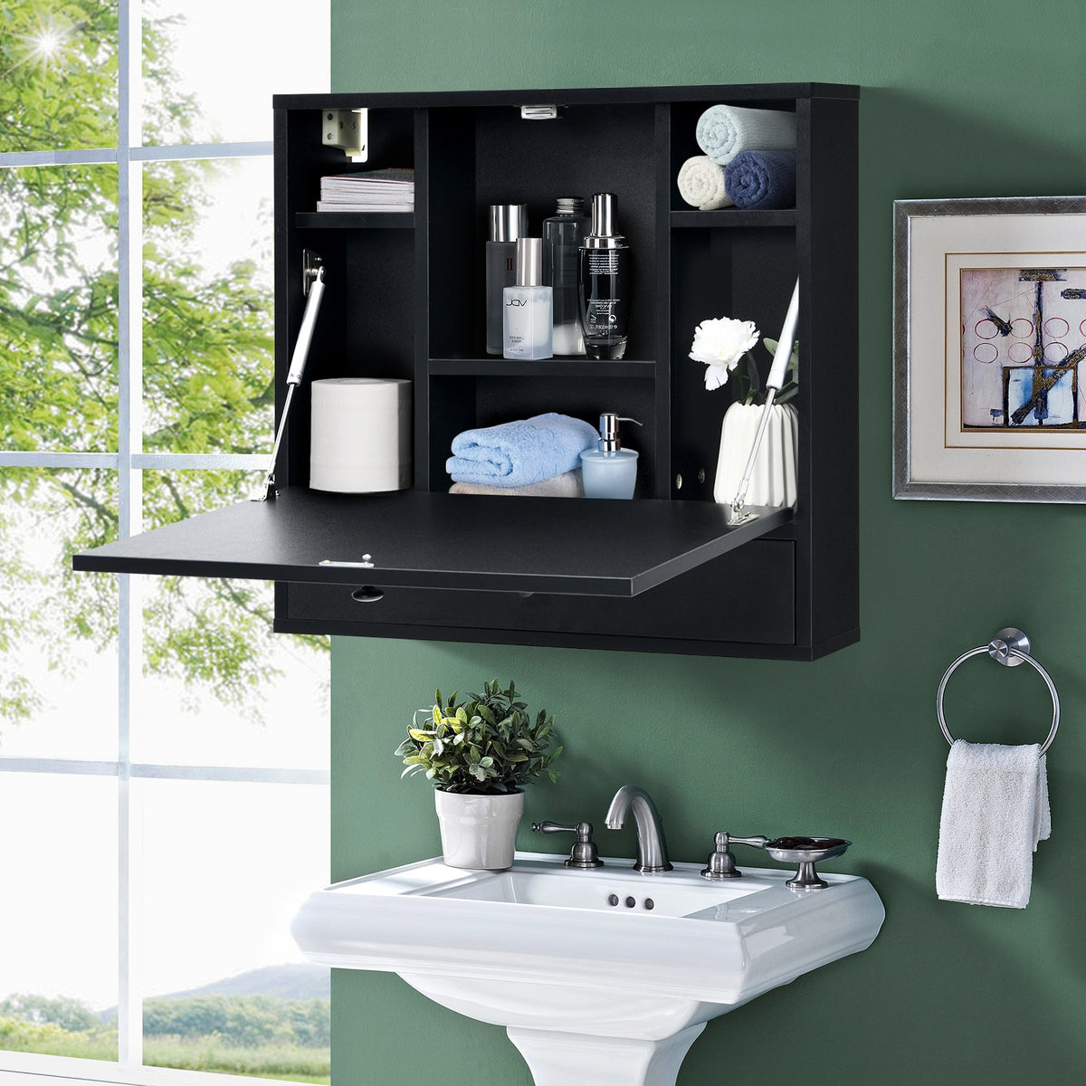 Wall-Mount Floating Desk Foldable Workstation - White