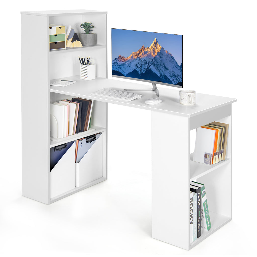 48" Computer Desk with 4-Tier Bookcase and CPU Stand - Black