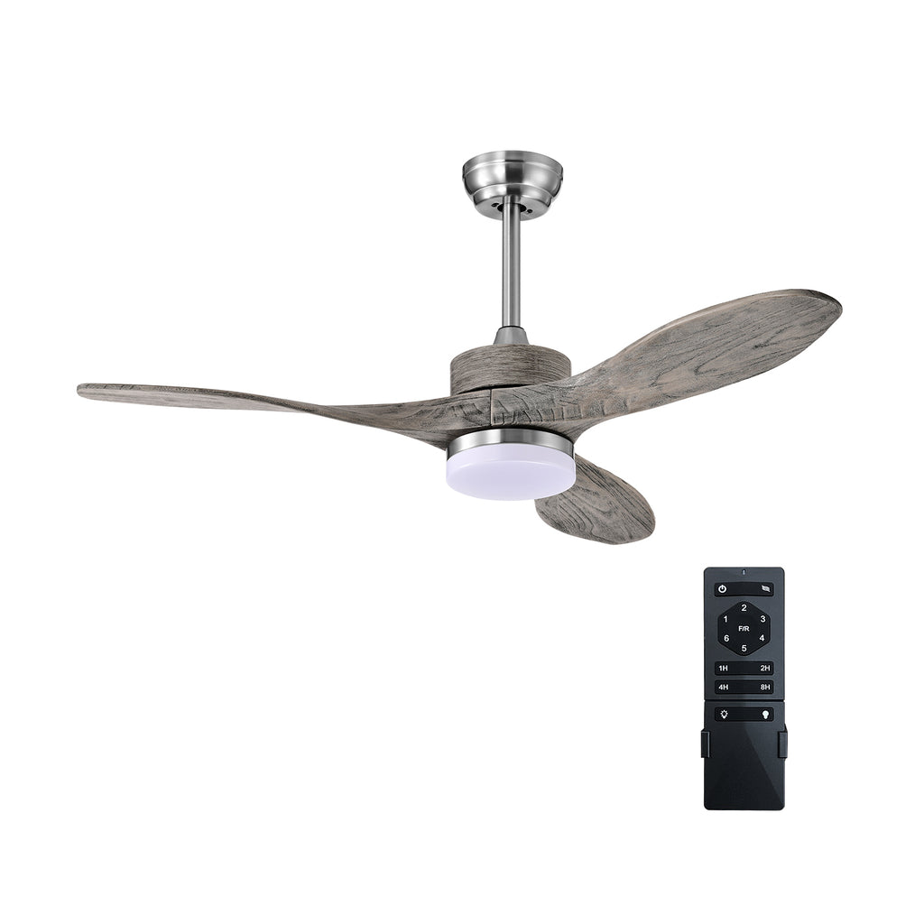 Costway 52-Inch Flush Mount Ceiling Fan with LED Light - Style 3 Black