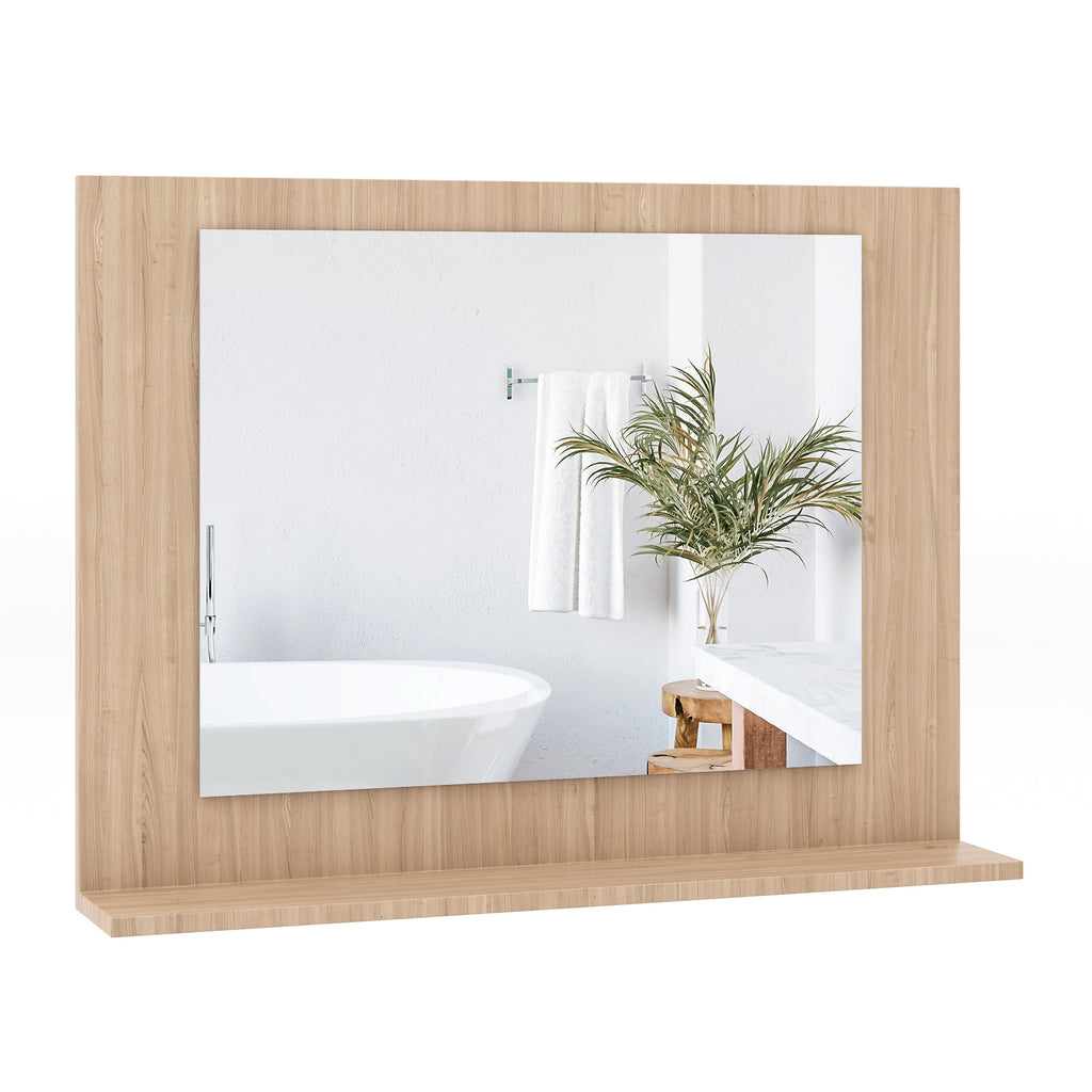 Bathroom Mirror with Shelf and Wood Frame - 23.5 x 17.5 Inch, Brown (Variation of THIS listing)