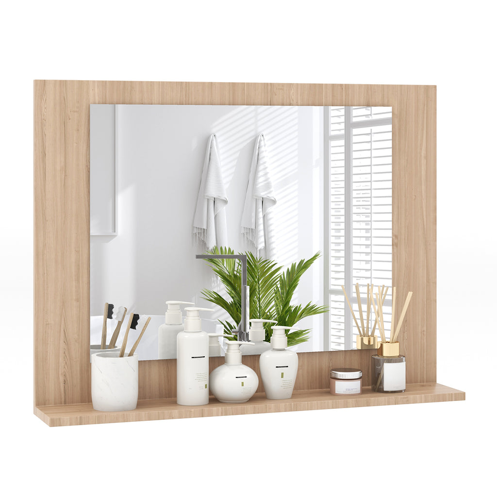 Bathroom Mirror with Shelf and Wood Frame - 23.5 x 17.5 Inch, Brown (Variation of THIS listing)