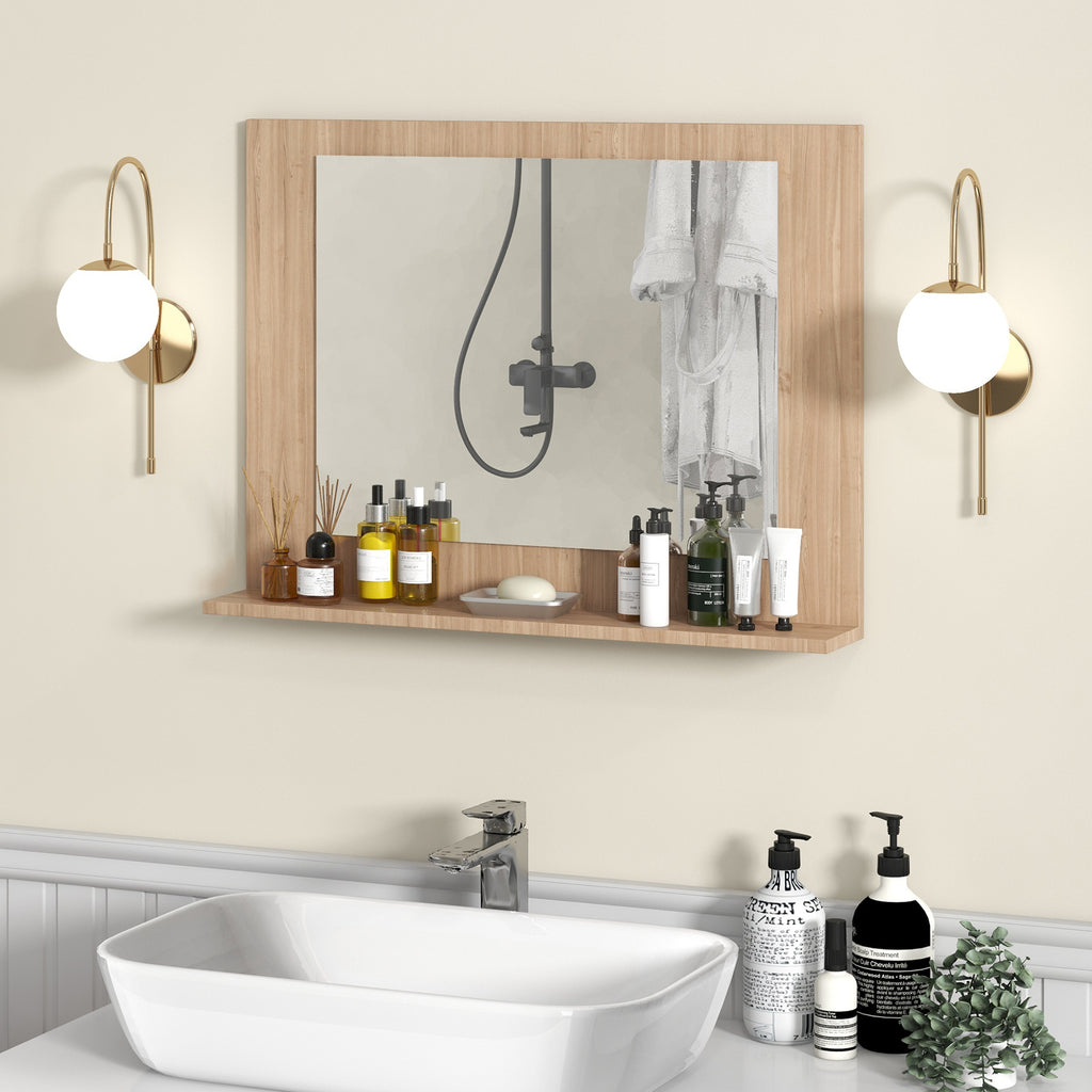 Bathroom Mirror with Shelf and Wood Frame - 23.5 x 17.5 Inch, Brown (Variation of THIS listing)