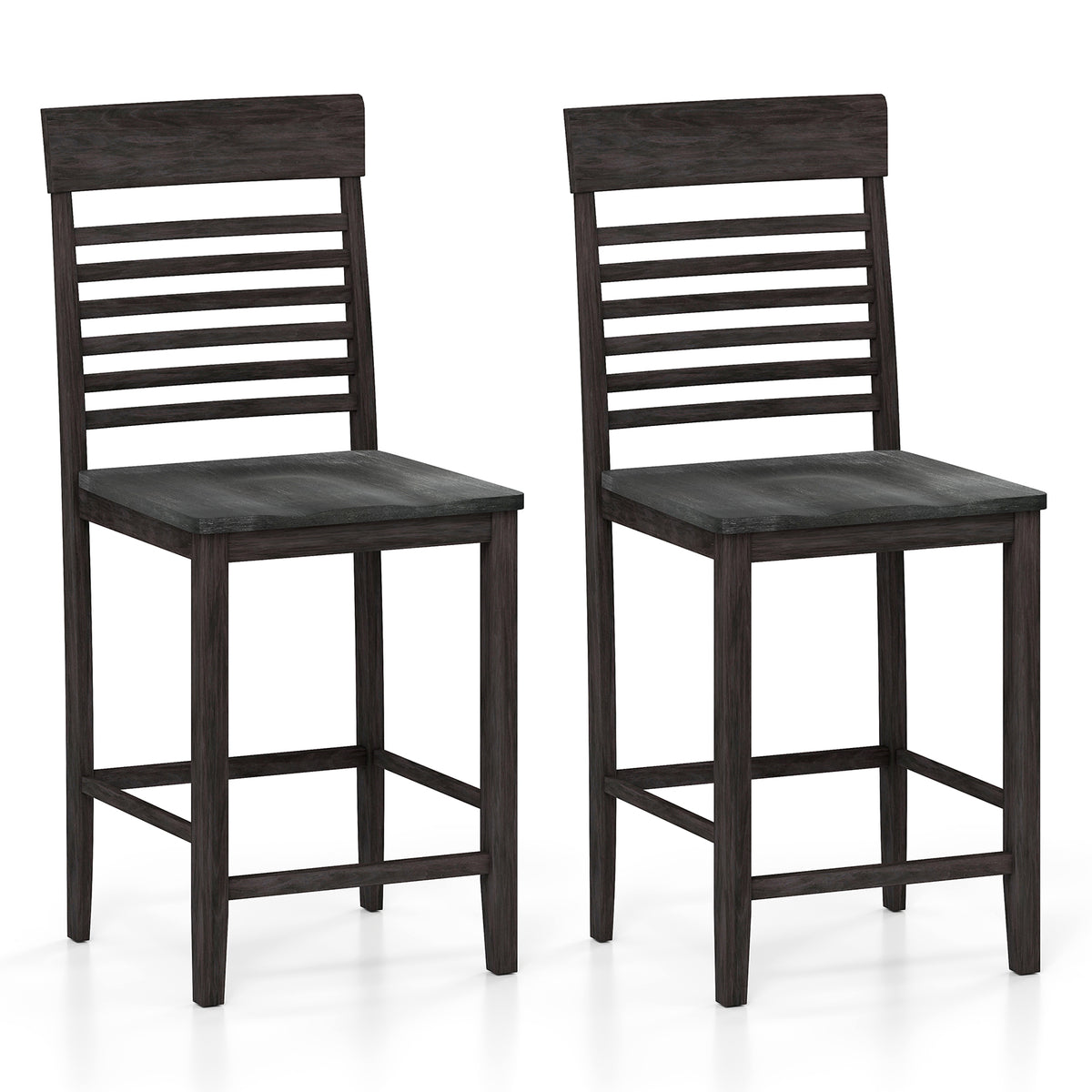 Dining Chair Set of 2 with Footrests, Gray