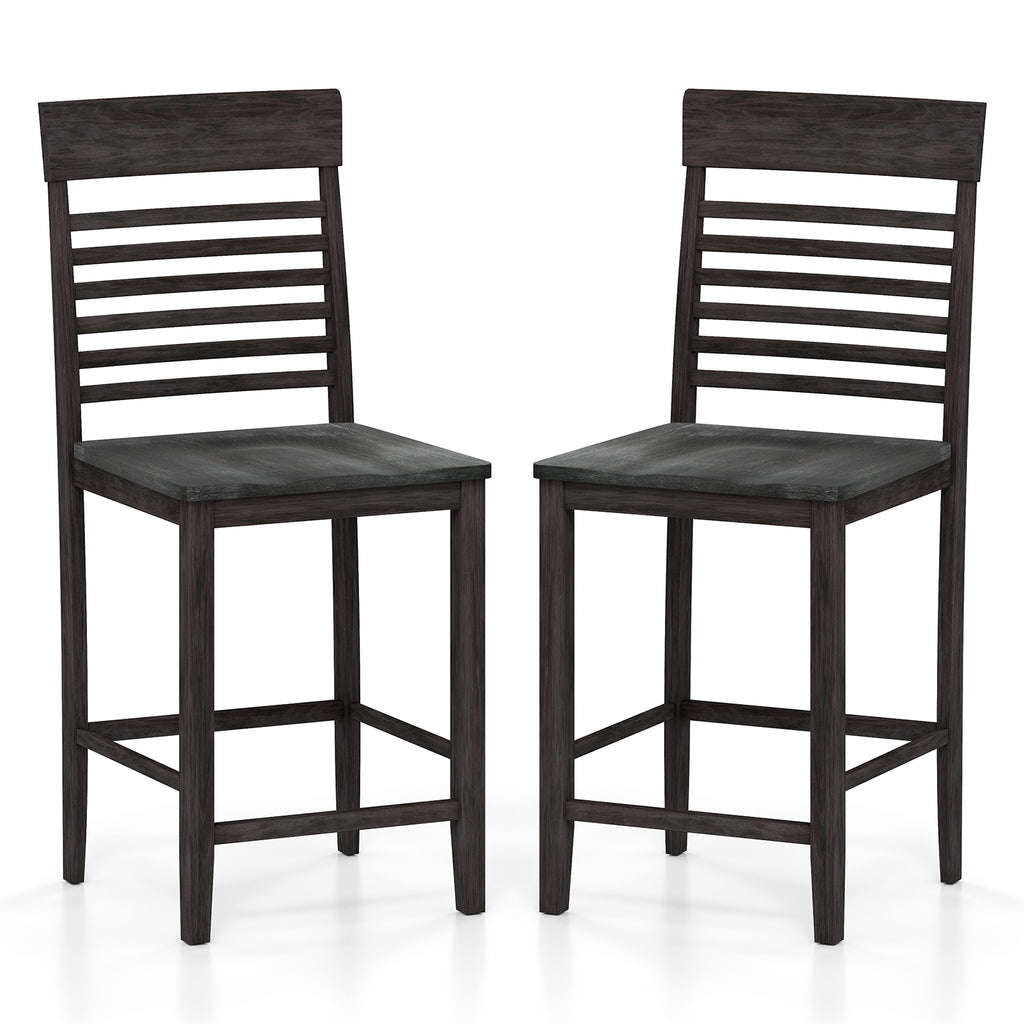 Dining Chair Set of 2 with Footrests, Gray