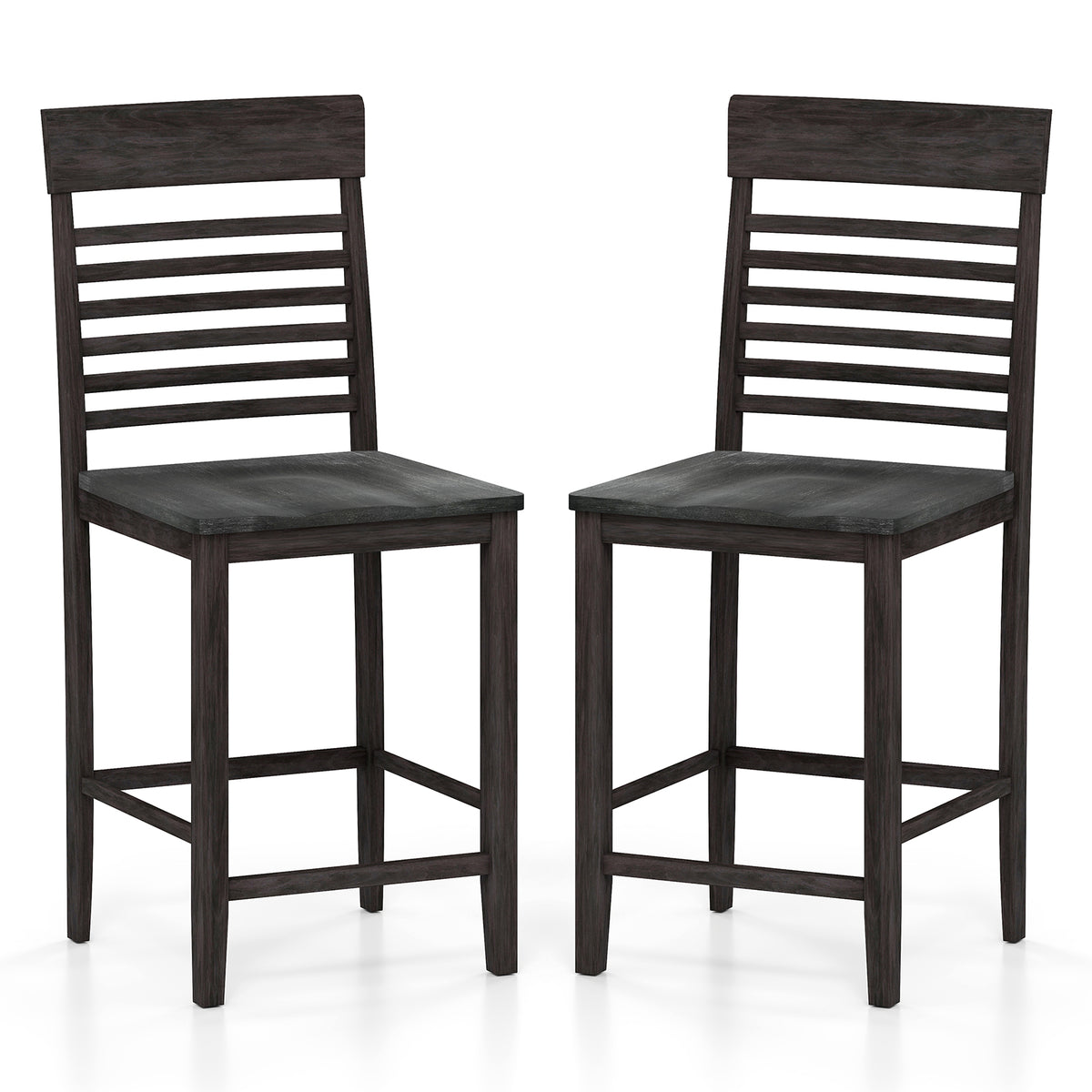 Dining Chair Set of 2 with Footrests, Gray