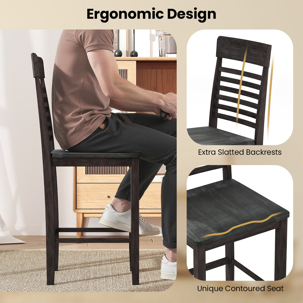 Dining Chair Set of 2 with Footrests, Gray