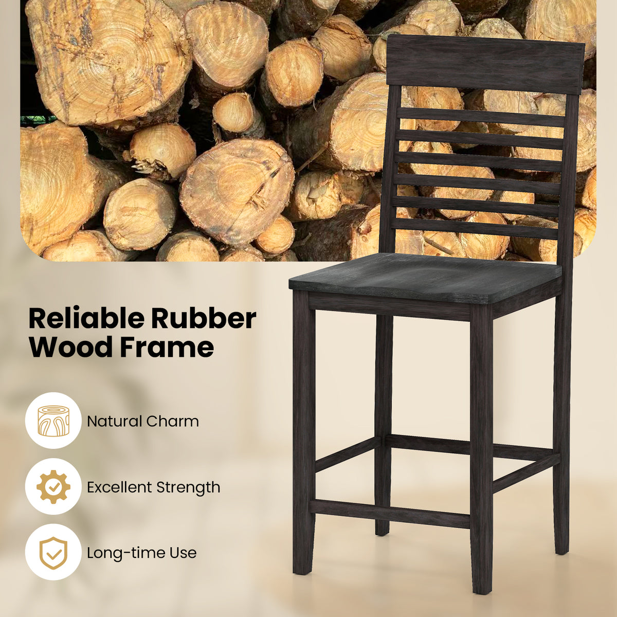 Dining Chair Set of 2 with Footrests, Gray