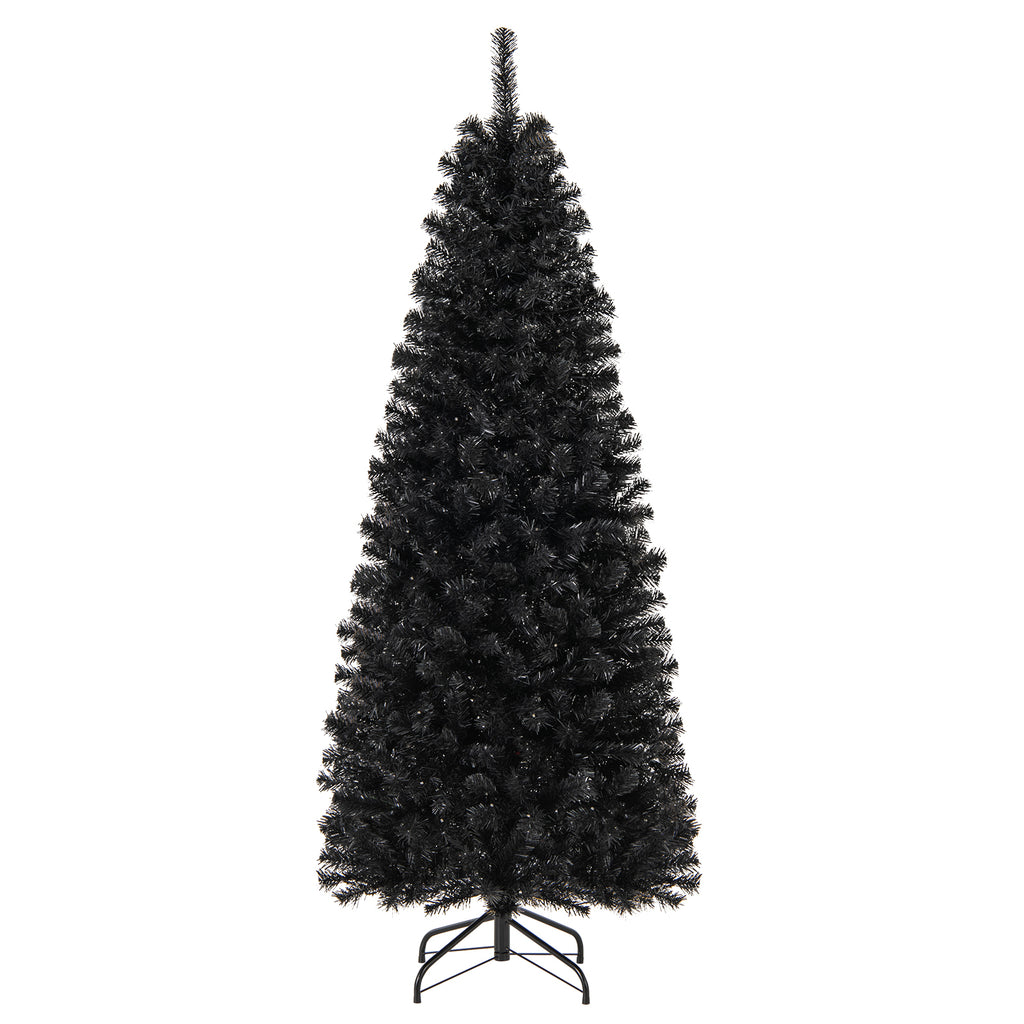 6ft Hinged Halloween Tree with PVC Branch Tips & Warm White LED Lights - White Lights