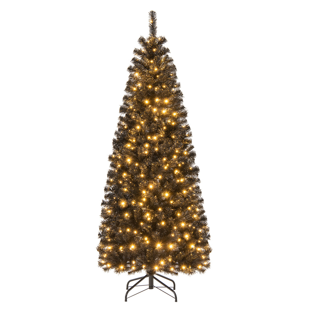 6ft Hinged Halloween Tree with PVC Branch Tips & Warm White LED Lights - White Lights
