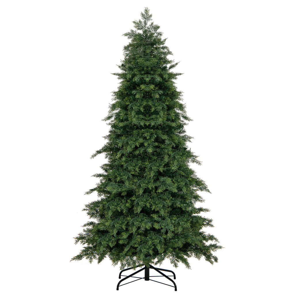 6/7.5 Feet Pre-Lit Artificial Christmas Tree with 11 Light Modes and Metal Stand - Green