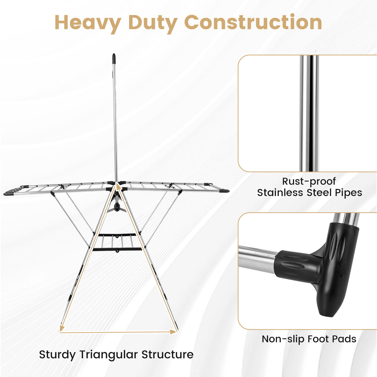 Clothes Drying Rack with 6-Level Adjustable Height