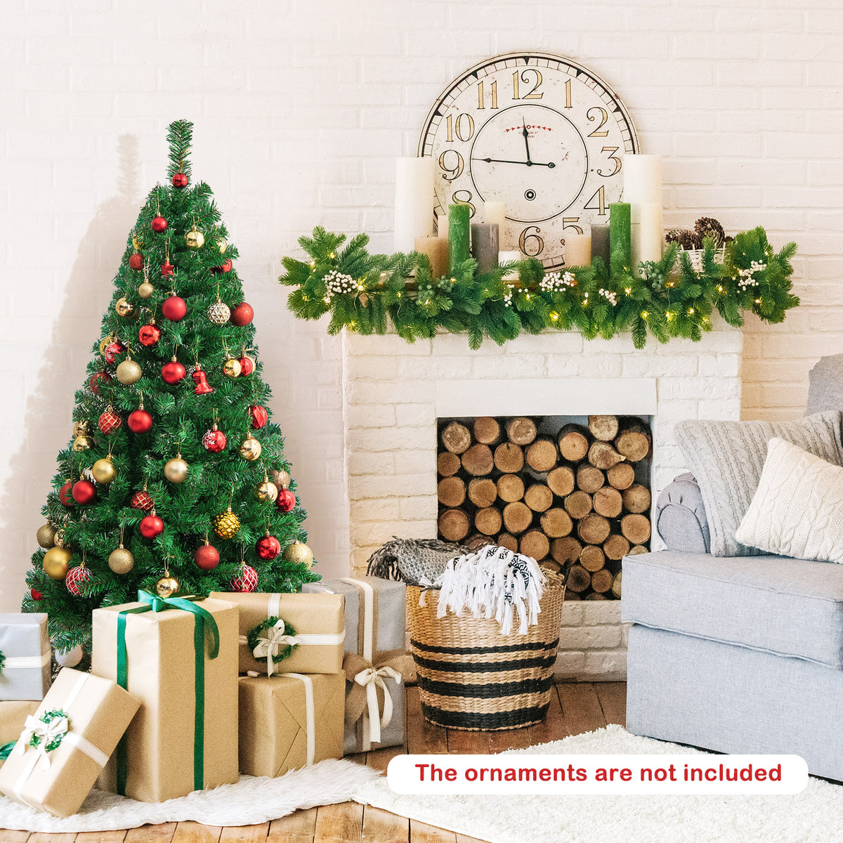 6 Ft Artificial PVC Christmas Tree with Metal Stand - Easy Setup Indoor Outdoor Holiday Decor