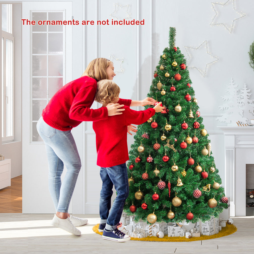 6 Ft Artificial PVC Christmas Tree with Metal Stand - Easy Setup Indoor Outdoor Holiday Decor