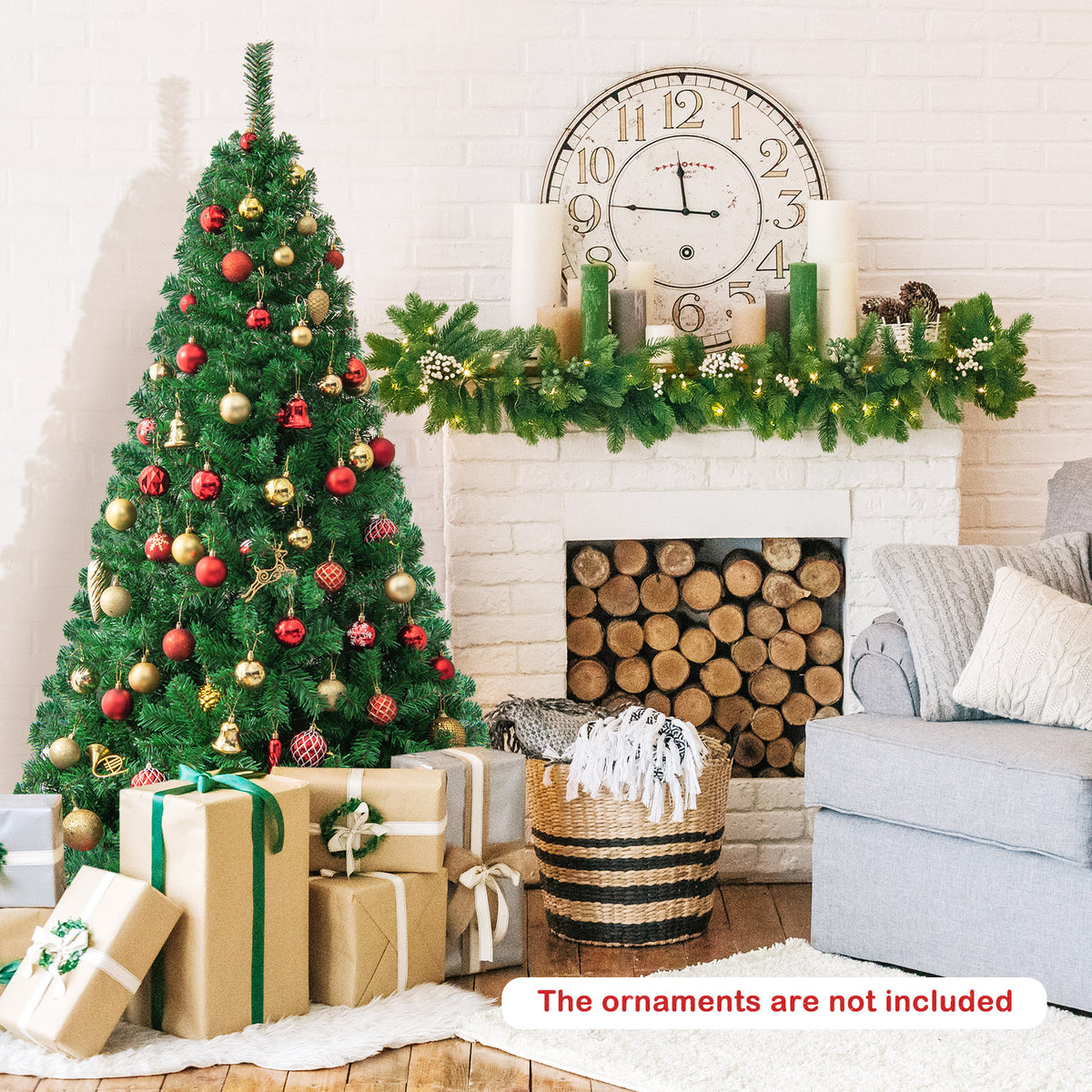 6 Ft Artificial PVC Christmas Tree with Metal Stand - Easy Setup Indoor Outdoor Holiday Decor