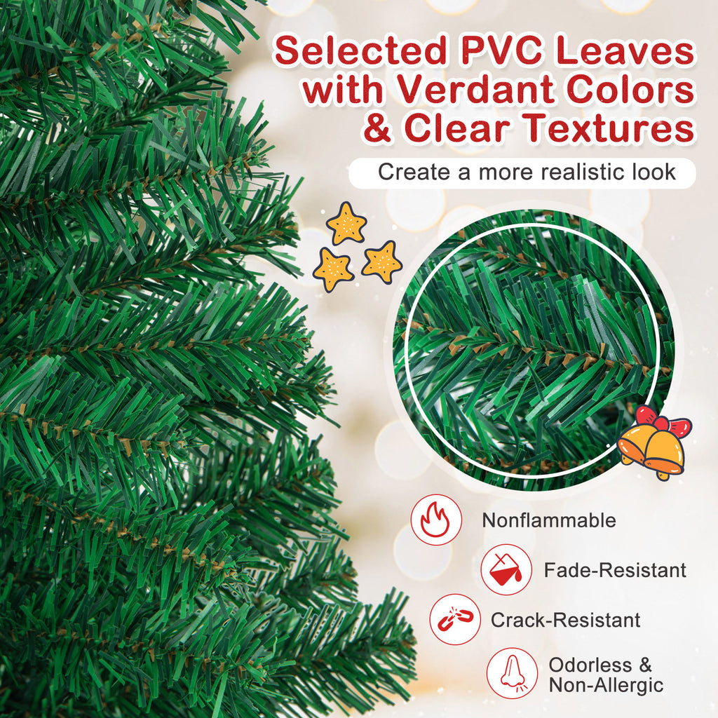 6 Ft Artificial PVC Christmas Tree with Metal Stand - Easy Setup Indoor Outdoor Holiday Decor