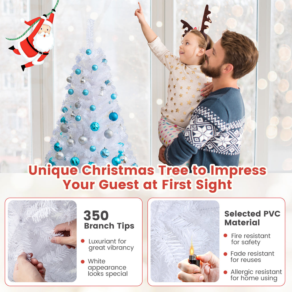 White Christmas Tree 5 Feet with Solid Metal Stand - Indoor Outdoor Decor