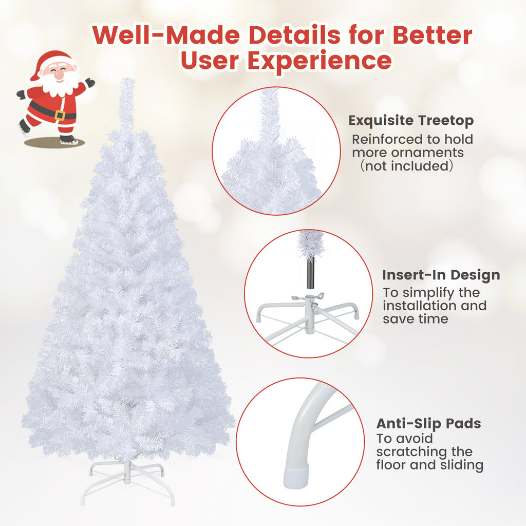 White Christmas Tree 5 Feet with Solid Metal Stand - Indoor Outdoor Decor