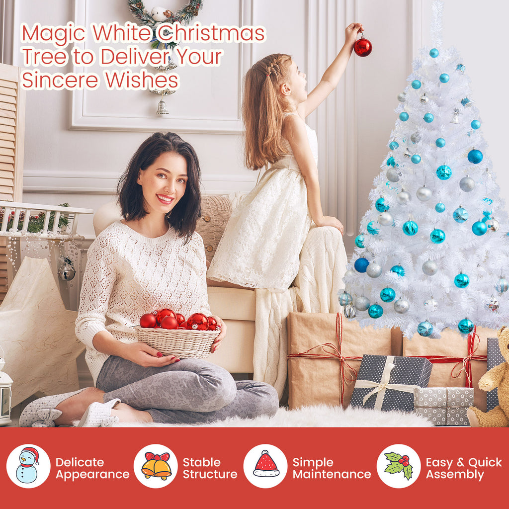 White Christmas Tree 5 Feet with Solid Metal Stand - Indoor Outdoor Decor