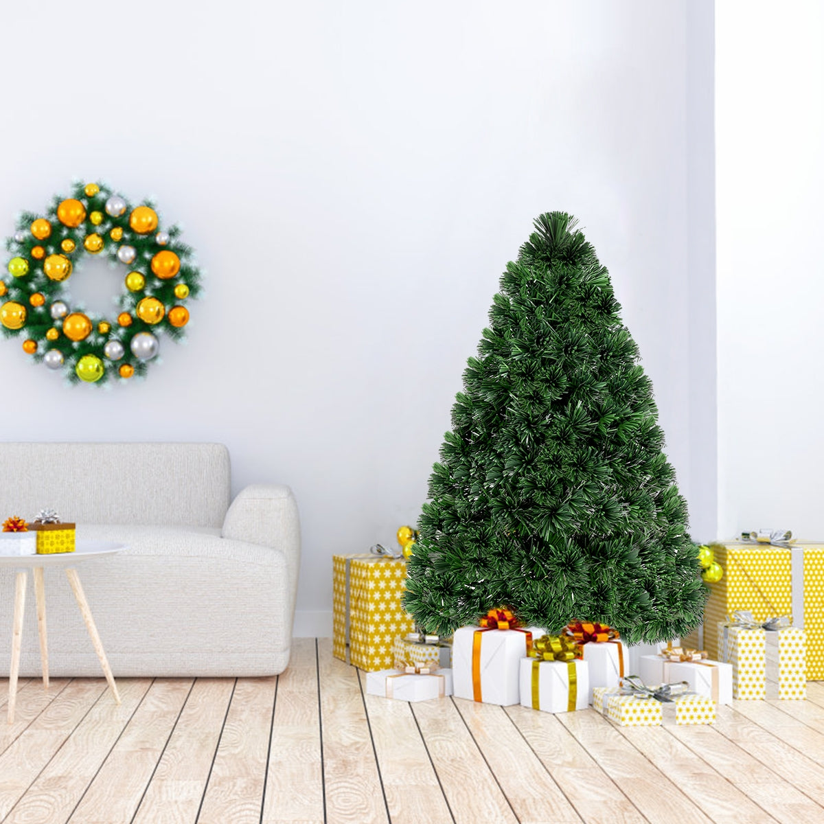 3 Ft Artificial Pre-Lit Fiber Optic Christmas Tree - Green Tips, No Assembly