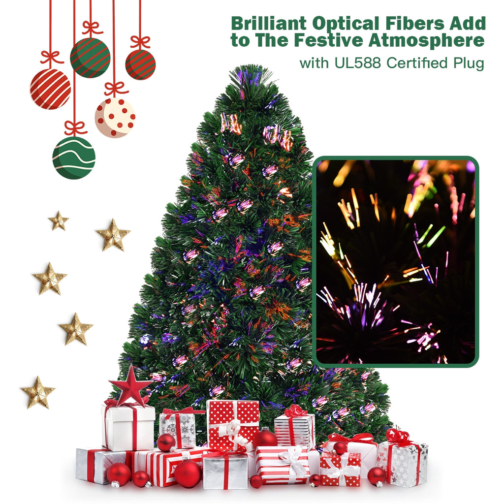 3 Ft Artificial Pre-Lit Fiber Optic Christmas Tree - Green Tips, No Assembly