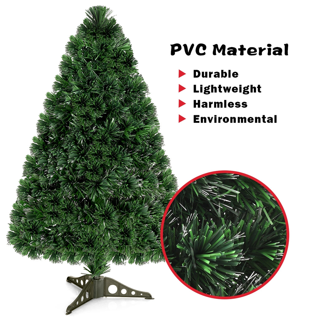 3 Ft Artificial Pre-Lit Fiber Optic Christmas Tree - Green Tips, No Assembly