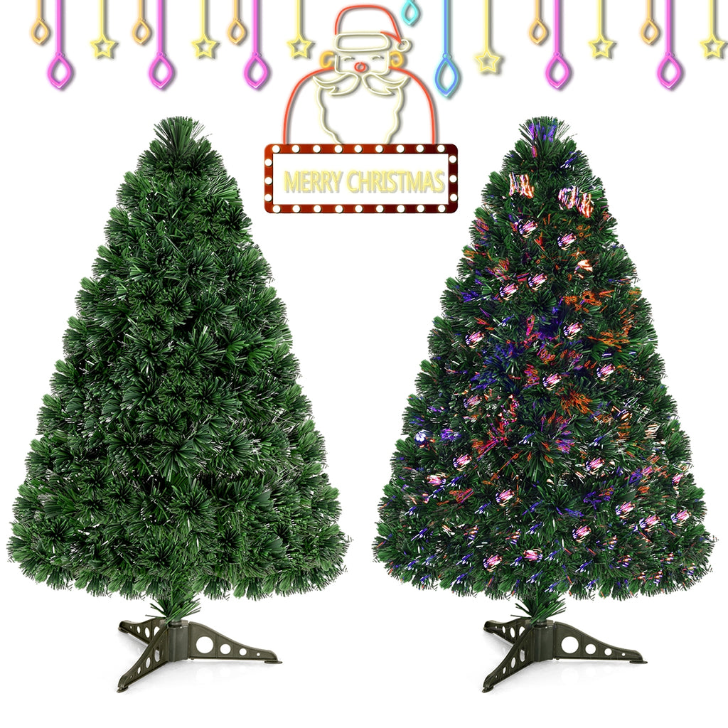3 Ft Artificial Pre-Lit Fiber Optic Christmas Tree - Green Tips, No Assembly