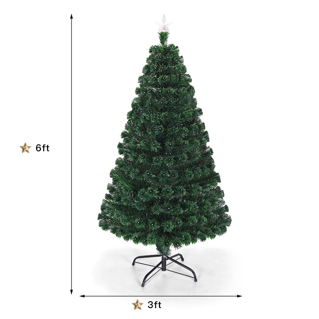 6 ft Multicolor Artificial Christmas Tree with LED Lights & Metal Stand - Costway