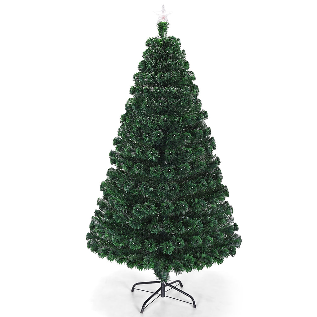 6 ft Multicolor Artificial Christmas Tree with LED Lights & Metal Stand - Costway