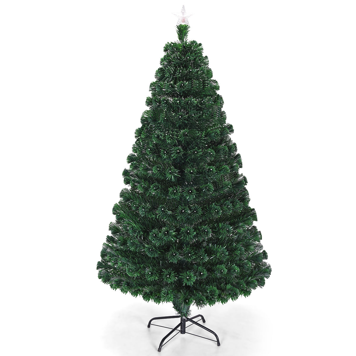 6 ft Multicolor Artificial Christmas Tree with LED Lights & Metal Stand - Costway