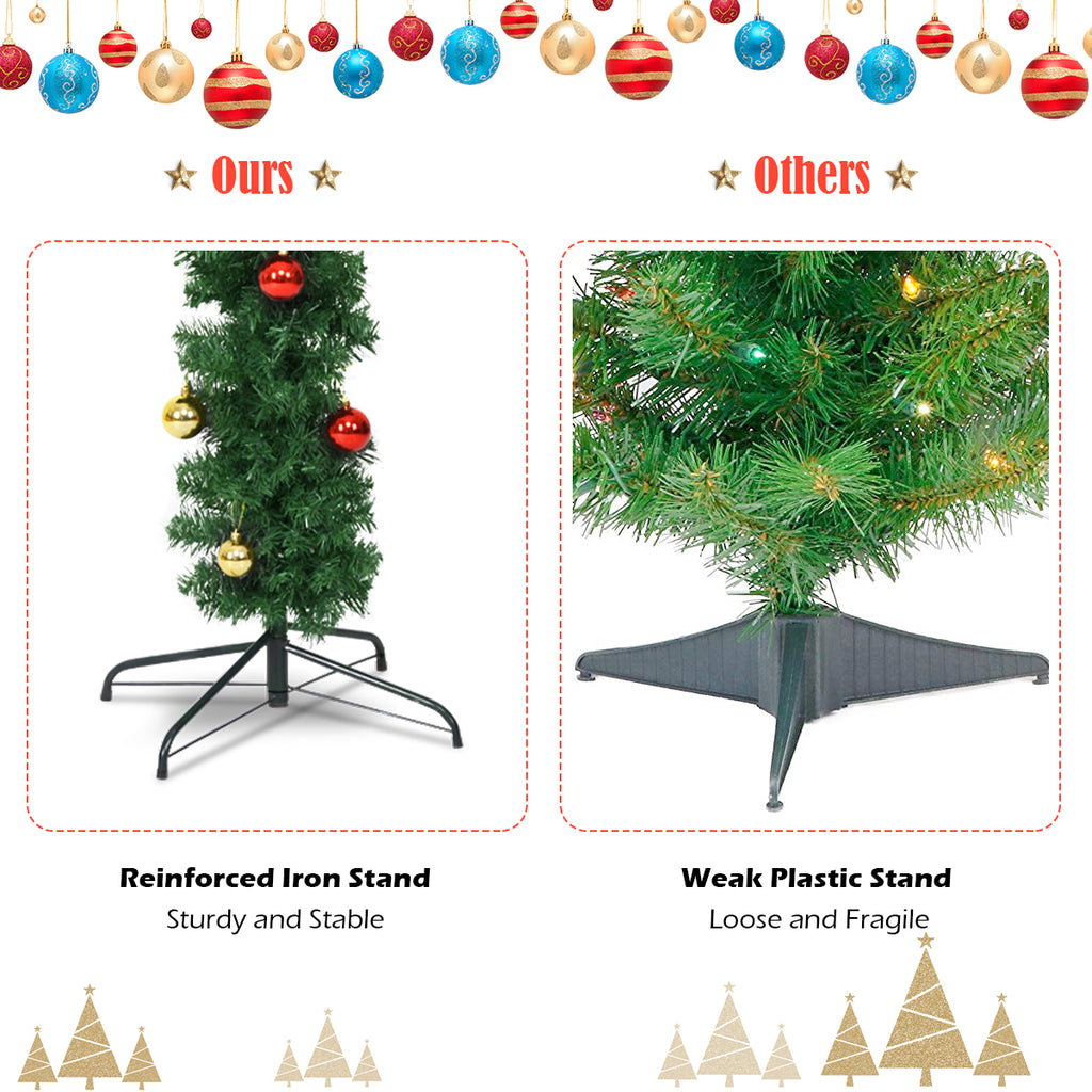 6 ft Artificial Cactus Christmas Tree with LED Lights & Ornaments - Costway