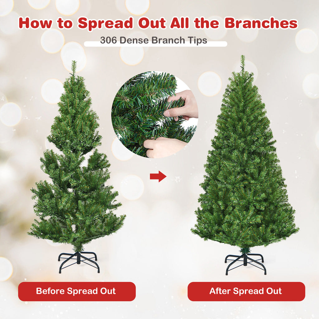 4 Ft Artificial Hinged Christmas Tree with LED Lights - Realistic PVC Needles