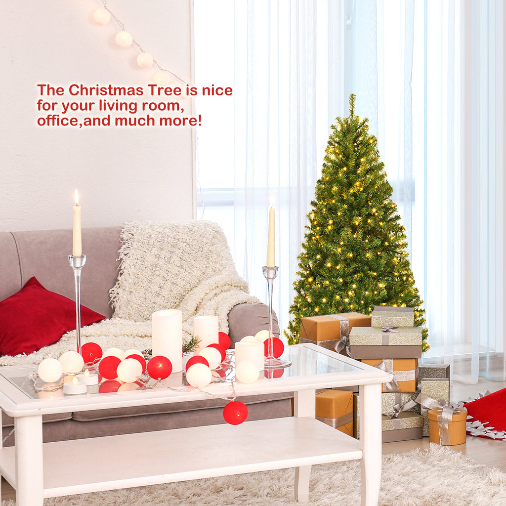 4 Ft Artificial Hinged Christmas Tree with LED Lights - Realistic PVC Needles