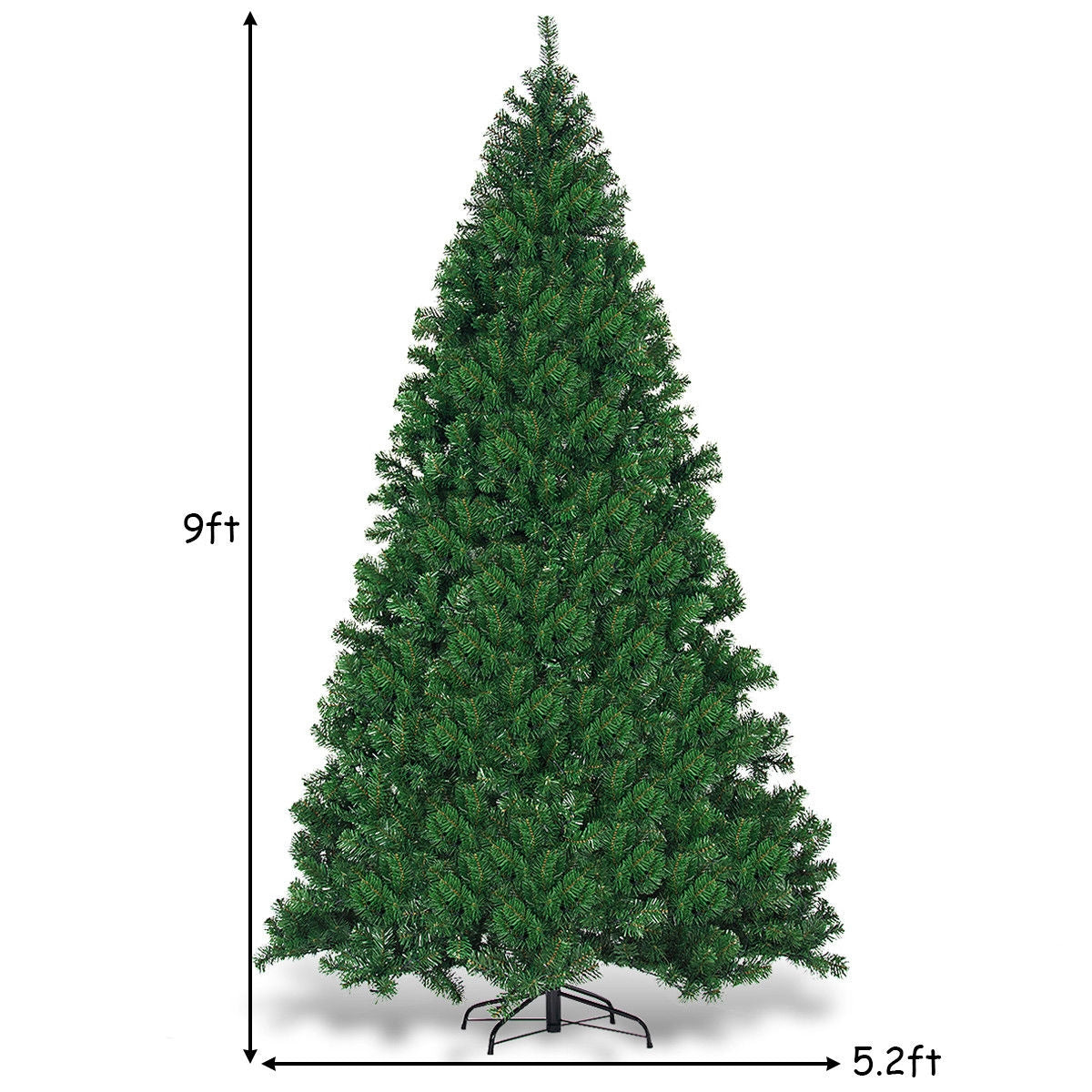 9 Feet Pre-Lit PVC Artificial Christmas Tree with 700 LED Lights - 9 Ft with LED Light