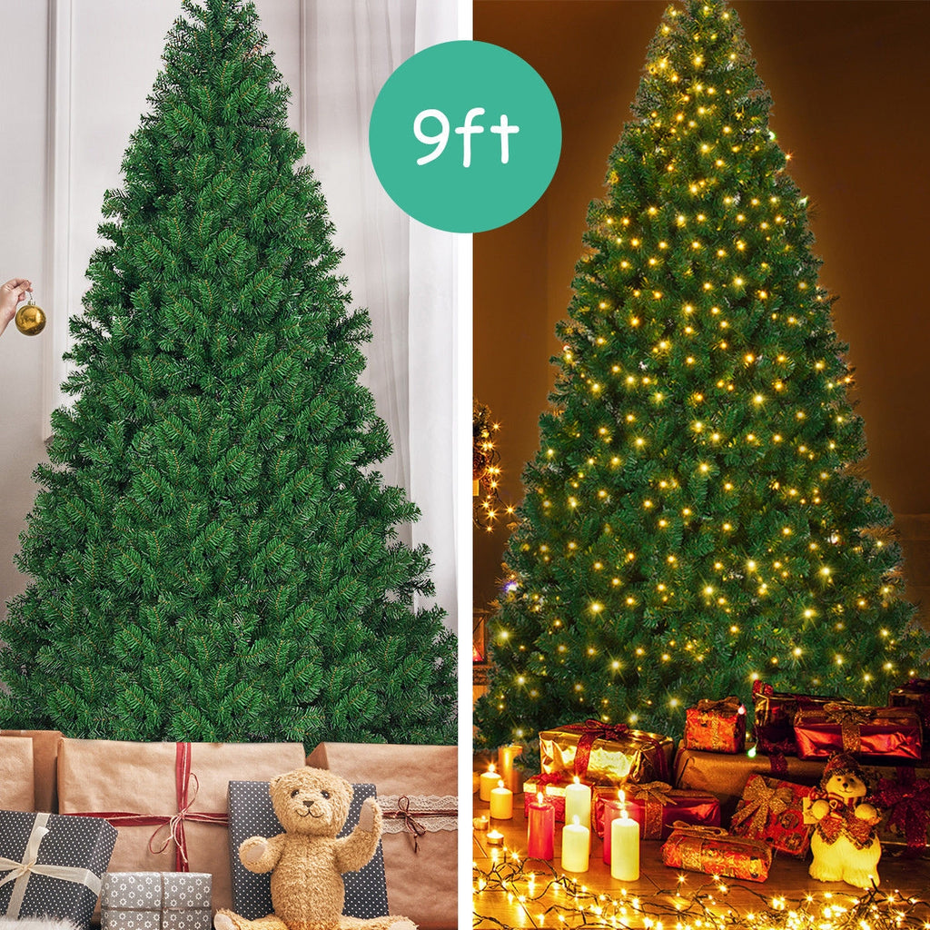 9 Feet Pre-Lit PVC Artificial Christmas Tree with 700 LED Lights - 9 Ft with LED Light