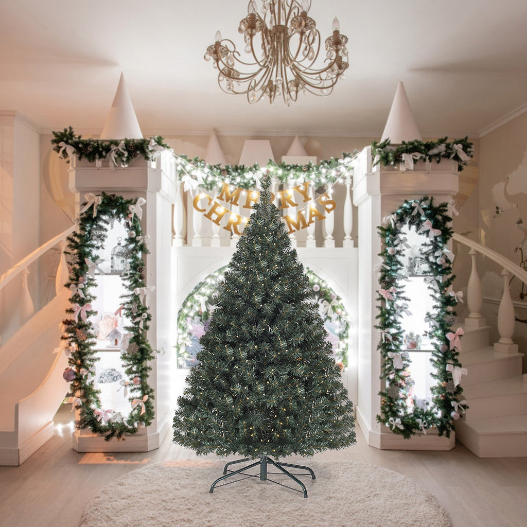Pre-lit Artificial Christmas Tree 4.5 Feet PVC Hinged Holiday Tree